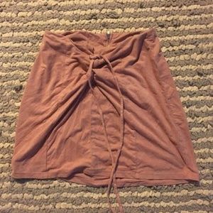 Light pink velvet mini skirt